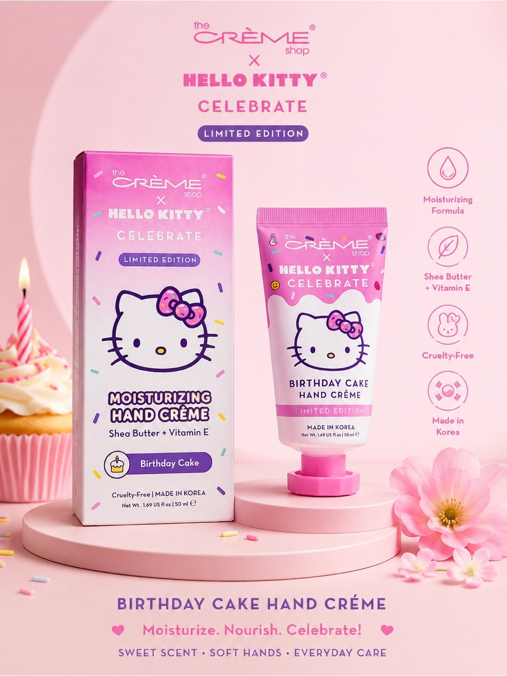 The Crème Shop x Hello Kitty Celebrate Birthday Cake Moisturizing Hand Crème